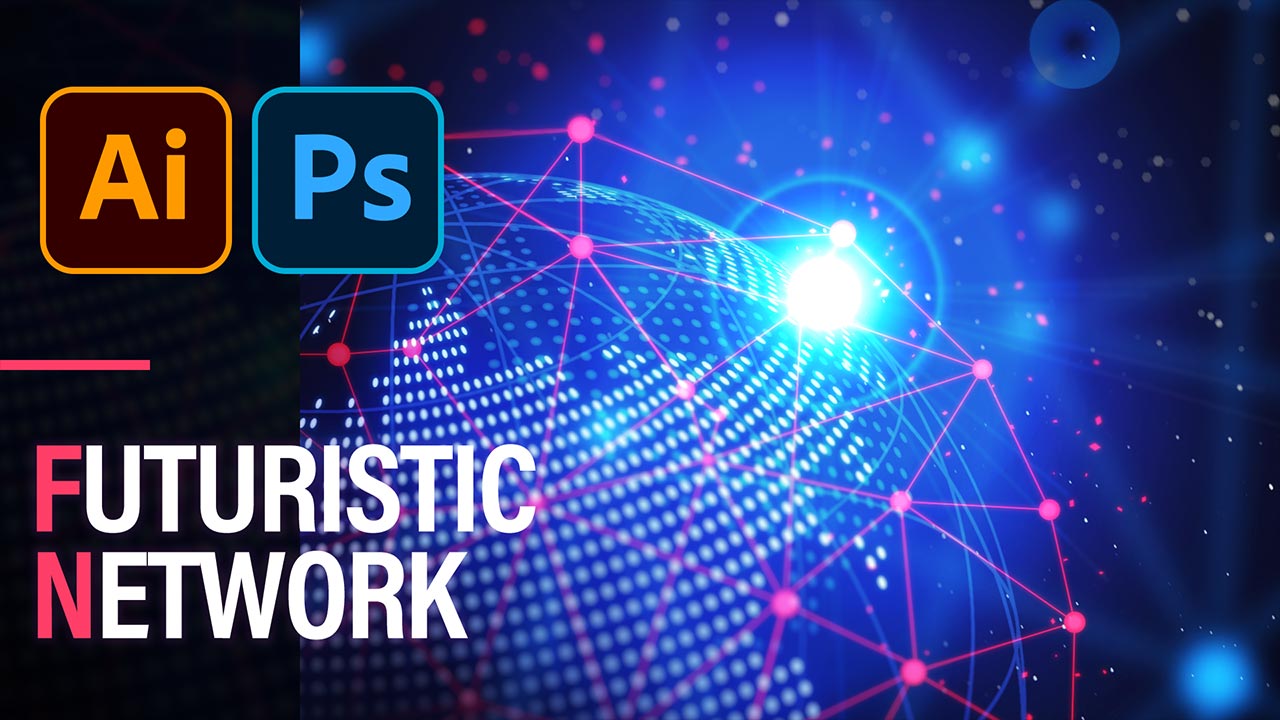 近未来的なネットワークの表現をIllustratorとPhotoshopで作るスピードアート！